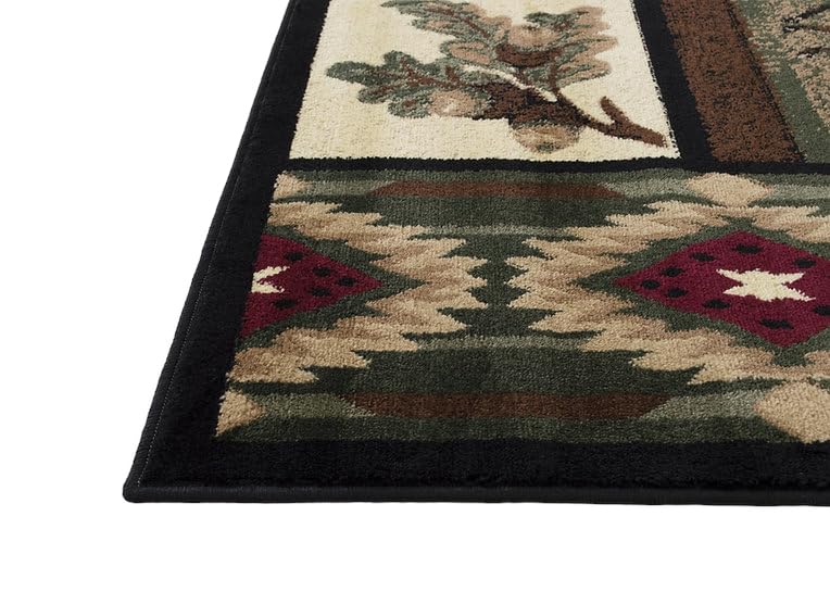 YHSF Cabin Style Area Rug Bear Elk Deer Moose Country Nature Wilderness Lodge Design