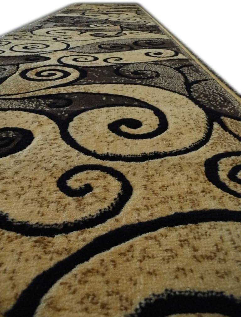 YHSF Modern Contemporary Area Rugs for Living Room, Bedroom, Office, Dining Room, Entryway – Washable, Easy to Clean, Soft Swirl Design, Modern Area Rug – 5x7 Feet, Berber