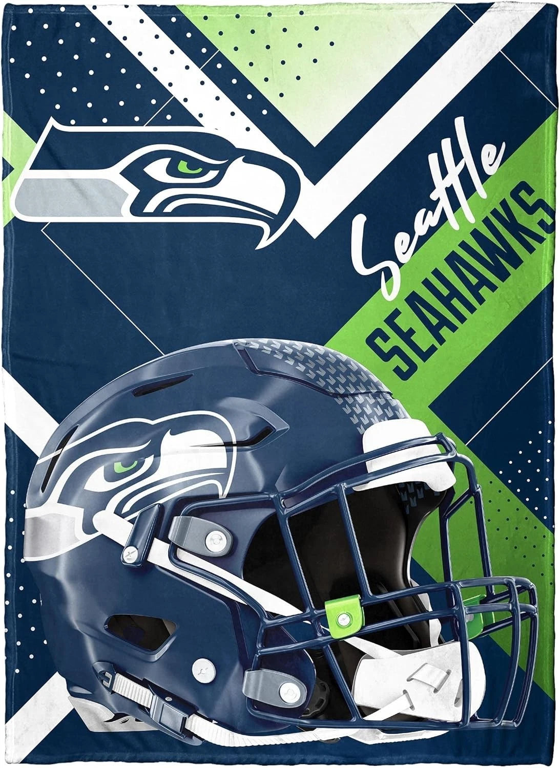 NFL Seattle Seahakws Silk Throw Blanket 55"x70" Brand New Super Soft Cozy Warm