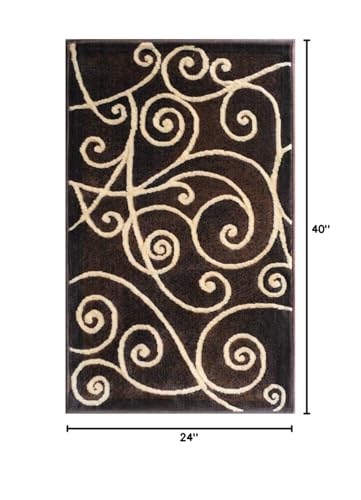 YHSF Modern Contemporary Area Rugs for Living Room, Bedroom, Office, Dining Room, Entryway – Washable, Easy to Clean, Soft Swirl Design, Modern Area Rug – 5x7 Feet, Berber