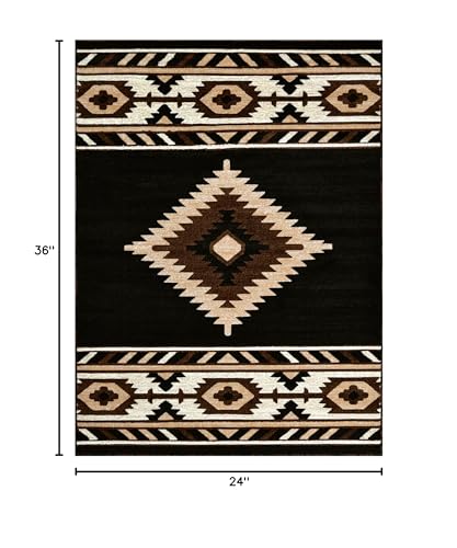 YHSF South West Native American Area Rug - Easy Clean, Thick, Soft, Durable Native Tribal American Indian Inspired Rug for Bedroom/Living Room/Hallways and More - Rust, 5 Feet x 7 Feet