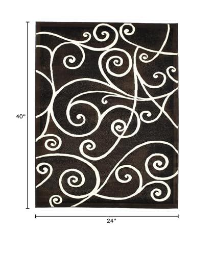 YHSF Modern Contemporary Area Rugs for Living Room, Bedroom, Office, Dining Room, Entryway – Washable, Easy to Clean, Soft Swirl Design, Modern Area Rug – 5x7 Feet, Berber