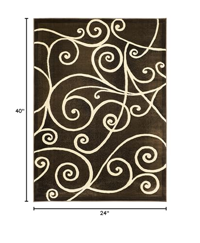 YHSF Modern Contemporary Area Rugs for Living Room, Bedroom, Office, Dining Room, Entryway – Washable, Easy to Clean, Soft Swirl Design, Modern Area Rug – 5x7 Feet, Berber