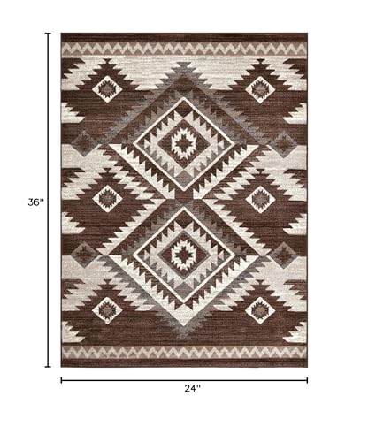 YHSF South West Native American Rug Ritz – Native Tribal American Indian Inspired Rug - Living Room, Bedroom, Hallway, Entryway & High-Traffic Area Rugs - Washable - Soft - Espresso, 8 Feet x 10 Feet
