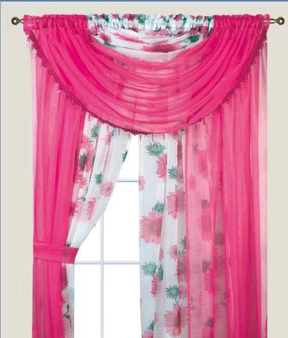 YHSF Sheer Curtains Laura Collection - 4 Panel Set, 84 Inches Long - Elegant Curtains for Bedroom & More - Valances with Beads & 2 tiebacks - 55” x 84" - Easy Install, Multicolor, Floral Rose Taupe