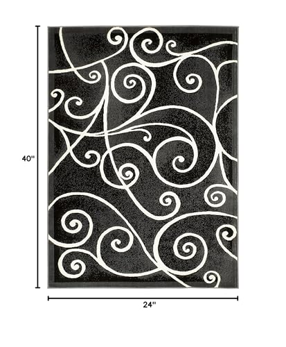 YHSF Modern Contemporary Area Rugs for Living Room, Bedroom, Office, Dining Room, Entryway – Washable, Easy to Clean, Soft Swirl Design, Modern Area Rug – 5x7 Feet, Berber