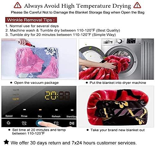 YHSF Korean Mink Blanket - 2 Ply Thick & Soft Reversible Printed Plush Throw - Warm Cozy & Comfy Korean Faux Mink Blanket - Ideal Gift, Easy Care, Fade-Proof, Peony, King Size, 6 LB, 83 in x 91 in