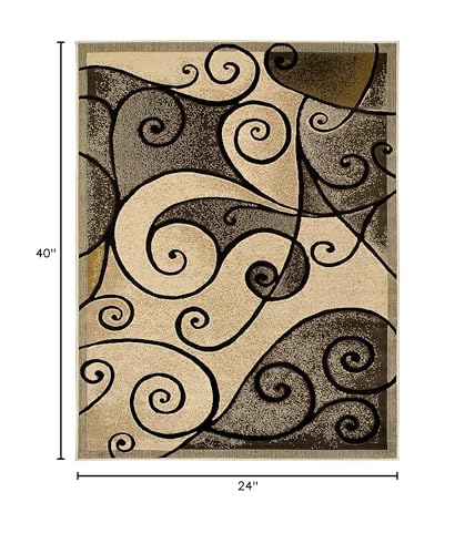 YHSF Modern Contemporary Area Rugs for Living Room, Bedroom, Office, Dining Room, Entryway – Washable, Easy to Clean, Soft Swirl Design, Modern Area Rug – 5x7 Feet, Berber