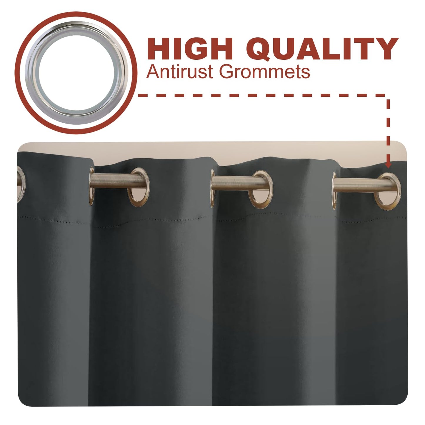 YHSF Blackout Curtains - Room Darkening Grommet Curtains for Bedroom, Living Room, Office - Solid Plain Design, Light Blocking, Thermal Insulation, Elegant Home Décor - 52x84 Inches, One Panel, Red