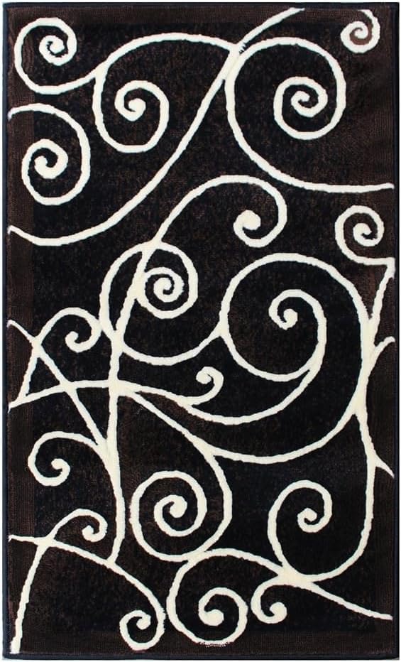 YHSF Modern Contemporary Area Rugs for Living Room, Bedroom, Office, Dining Room, Entryway – Washable, Easy to Clean, Soft Swirl Design, Modern Area Rug – 5x7 Feet, Berber