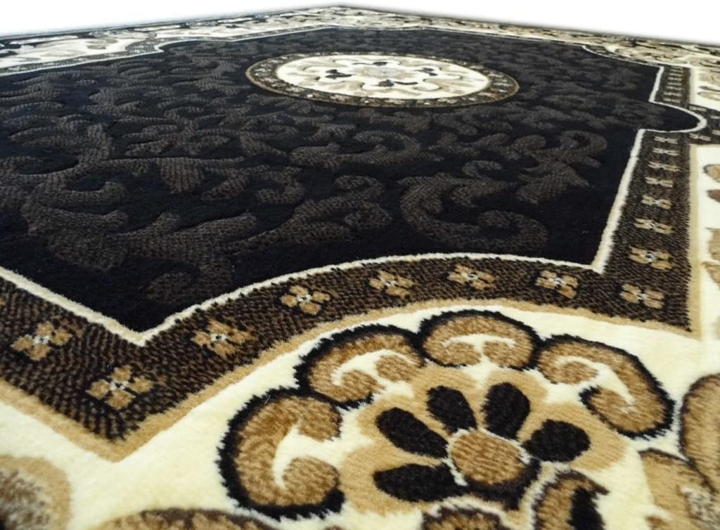 YHSF Traditional Floral Area Rug - Non-Slip Washable Carpet for Kitchen, Dining Room, or Entryway - Easy Clean Colorful Flower Rug - Grey, 5 ft 2 in x 7 ft