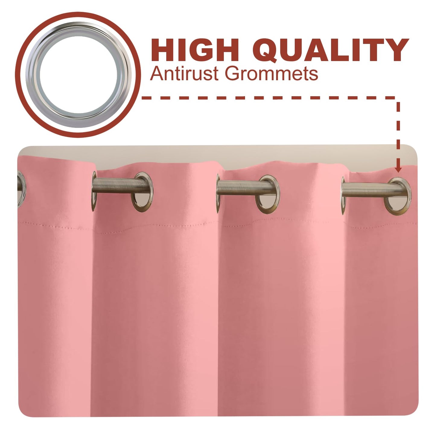 YHSF Blackout Curtains - Room Darkening Grommet Curtains for Bedroom, Living Room, Office - Solid Plain Design, Light Blocking, Thermal Insulation, Elegant Home Décor - 52x84 Inches, One Panel, Red