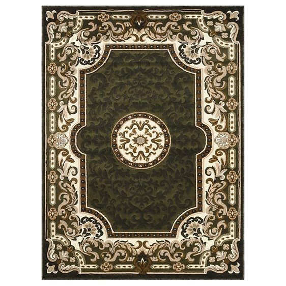 YHSF Traditional Floral Area Rug - Non-Slip Washable Carpet for Kitchen, Dining Room, or Entryway - Easy Clean Colorful Flower Rug - Grey, 5 ft 2 in x 7 ft