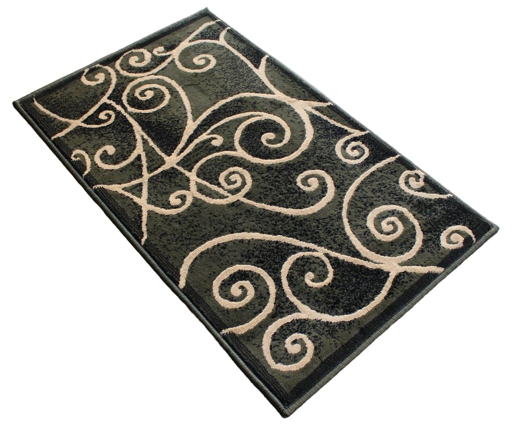 YHSF Modern Contemporary Area Rugs for Living Room, Bedroom, Office, Dining Room, Entryway – Washable, Easy to Clean, Soft Swirl Design, Modern Area Rug – 5x7 Feet, Berber
