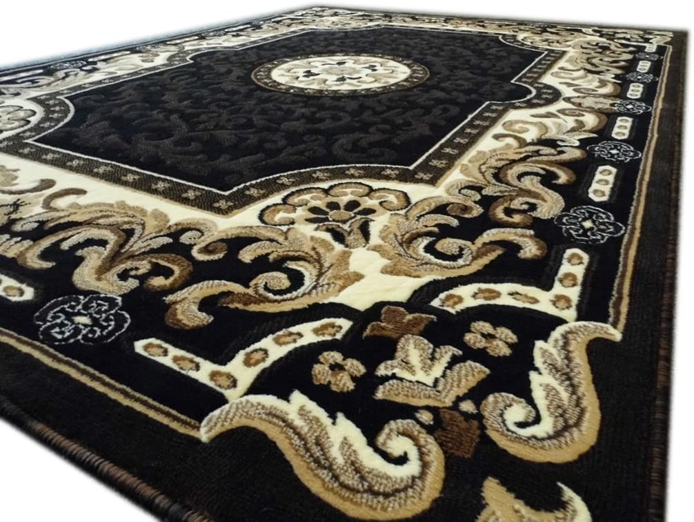 YHSF Traditional Floral Area Rug - Non-Slip Washable Carpet for Kitchen, Dining Room, or Entryway - Easy Clean Colorful Flower Rug - Grey, 5 ft 2 in x 7 ft