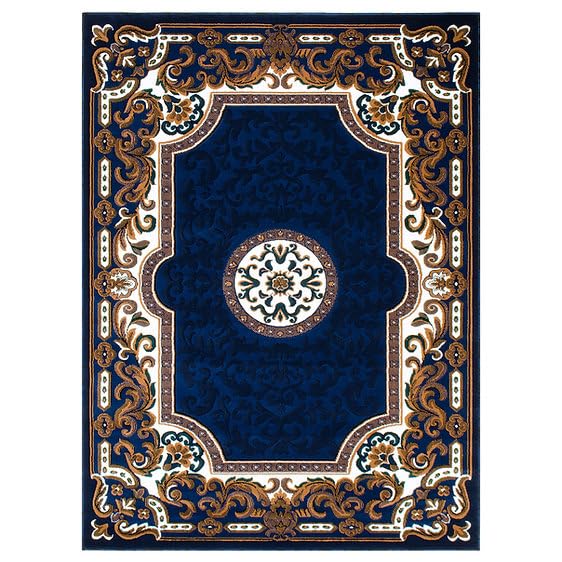 YHSF Traditional Floral Area Rug - Non-Slip Washable Carpet for Kitchen, Dining Room, or Entryway - Easy Clean Colorful Flower Rug - Grey, 5 ft 2 in x 7 ft