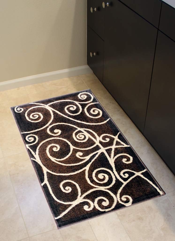 YHSF Modern Contemporary Area Rugs for Living Room, Bedroom, Office, Dining Room, Entryway – Washable, Easy to Clean, Soft Swirl Design, Modern Area Rug – 5x7 Feet, Berber