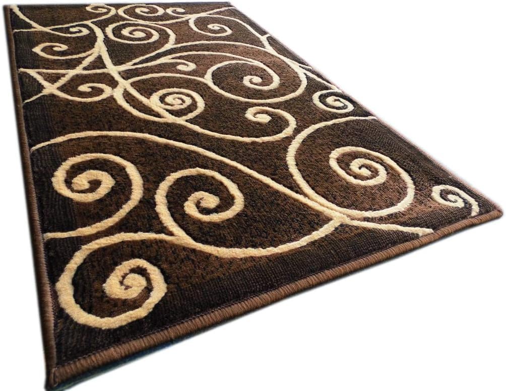 YHSF Modern Contemporary Area Rugs for Living Room, Bedroom, Office, Dining Room, Entryway – Washable, Easy to Clean, Soft Swirl Design, Modern Area Rug – 5x7 Feet, Berber