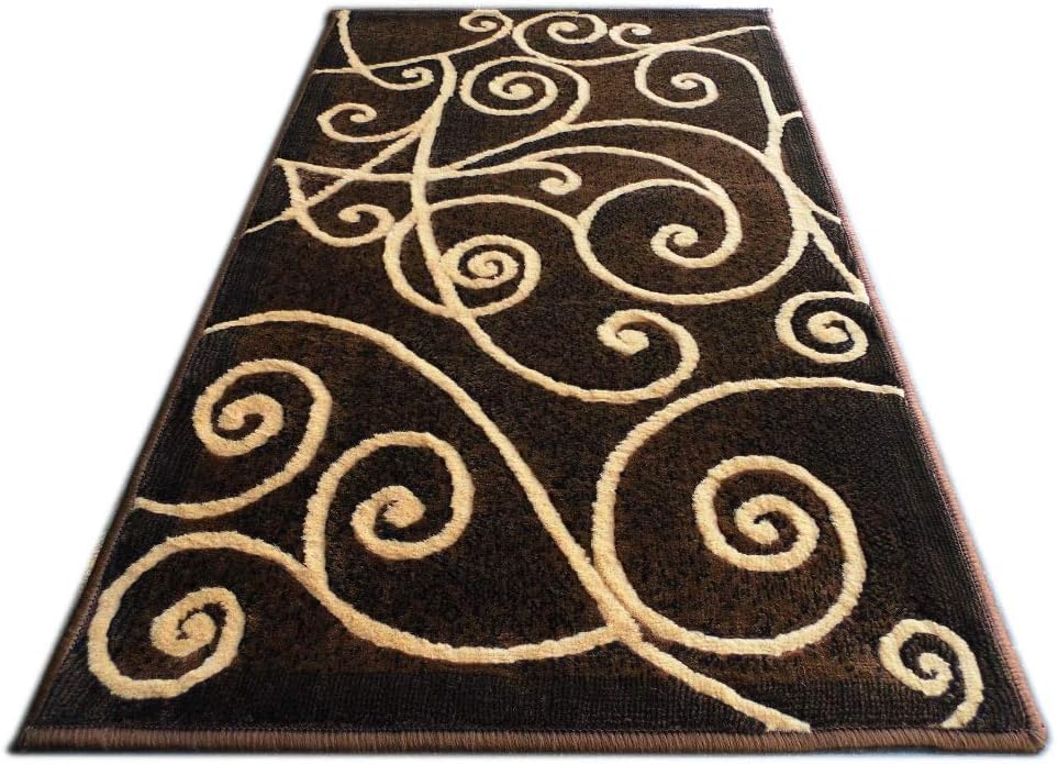 YHSF Modern Contemporary Area Rugs for Living Room, Bedroom, Office, Dining Room, Entryway – Washable, Easy to Clean, Soft Swirl Design, Modern Area Rug – 5x7 Feet, Berber