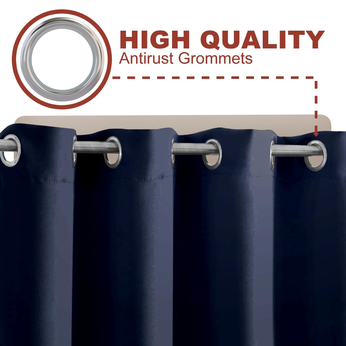 YHSF Blackout Curtains - Room Darkening Grommet Curtains for Bedroom, Living Room, Office - Solid Plain Design, Light Blocking, Thermal Insulation, Elegant Home Décor - 52x84 Inches, One Panel, Red