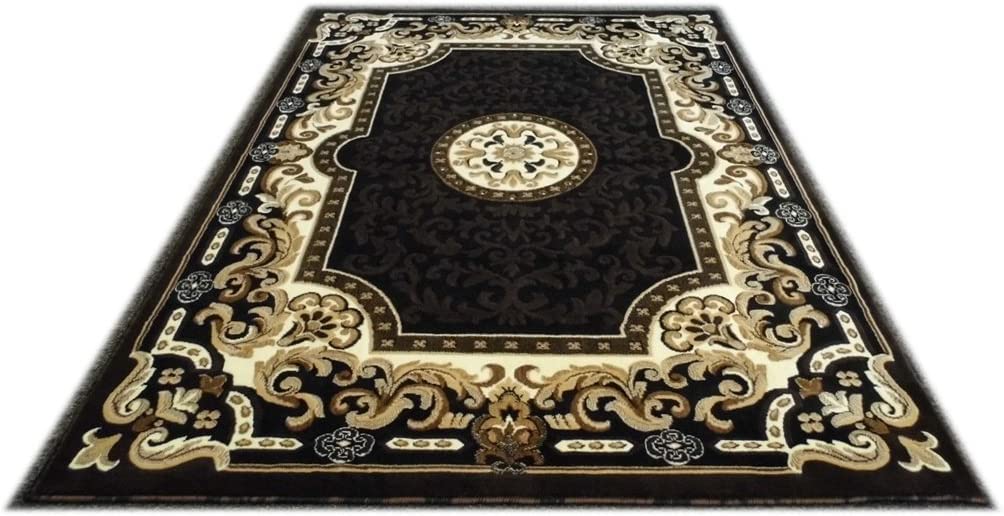 YHSF Traditional Floral Area Rug - Non-Slip Washable Carpet for Kitchen, Dining Room, or Entryway - Easy Clean Colorful Flower Rug - Grey, 5 ft 2 in x 7 ft