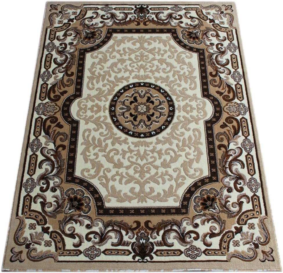 YHSF Traditional Floral Area Rug - Non-Slip Washable Carpet for Kitchen, Dining Room, or Entryway - Easy Clean Colorful Flower Rug - Grey, 5 ft 2 in x 7 ft