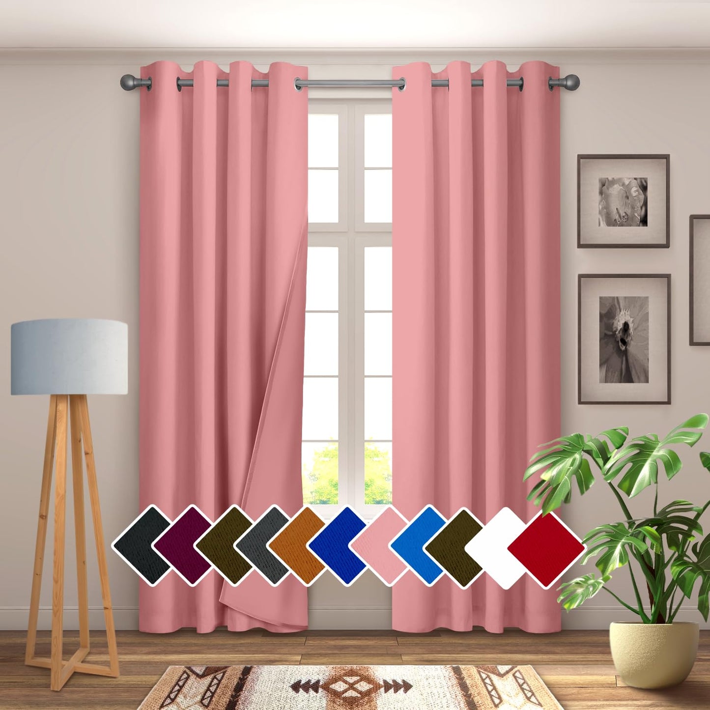 YHSF Blackout Curtains - Room Darkening Grommet Curtains for Bedroom, Living Room, Office - Solid Plain Design, Light Blocking, Thermal Insulation, Elegant Home Décor - 52x84 Inches, One Panel, Red