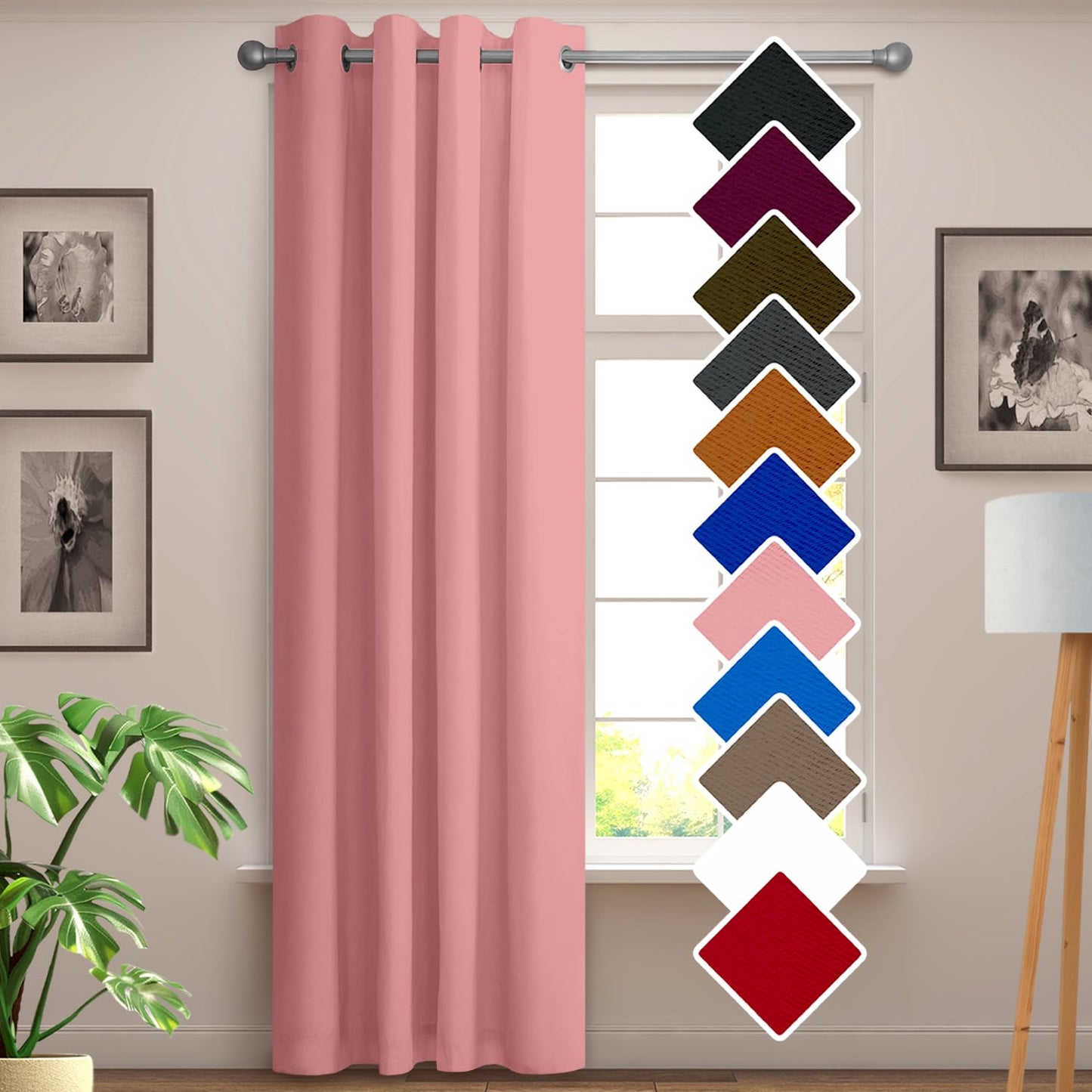 YHSF Blackout Curtains - Room Darkening Grommet Curtains for Bedroom, Living Room, Office - Solid Plain Design, Light Blocking, Thermal Insulation, Elegant Home Décor - 52x84 Inches, One Panel, Red