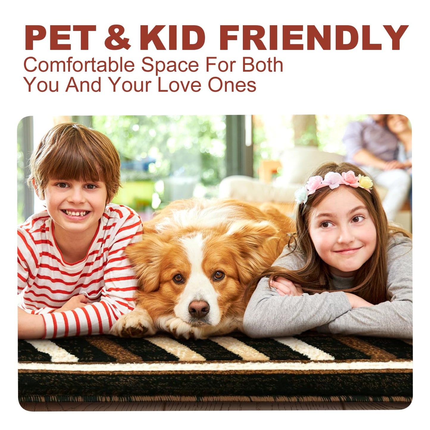 YHSF South West Native American Area Rug - Easy Clean, Thick, Soft, Durable Native Tribal American Indian Inspired Rug for Bedroom/Living Room/Hallways and More - Rust, 5 Feet x 7 Feet