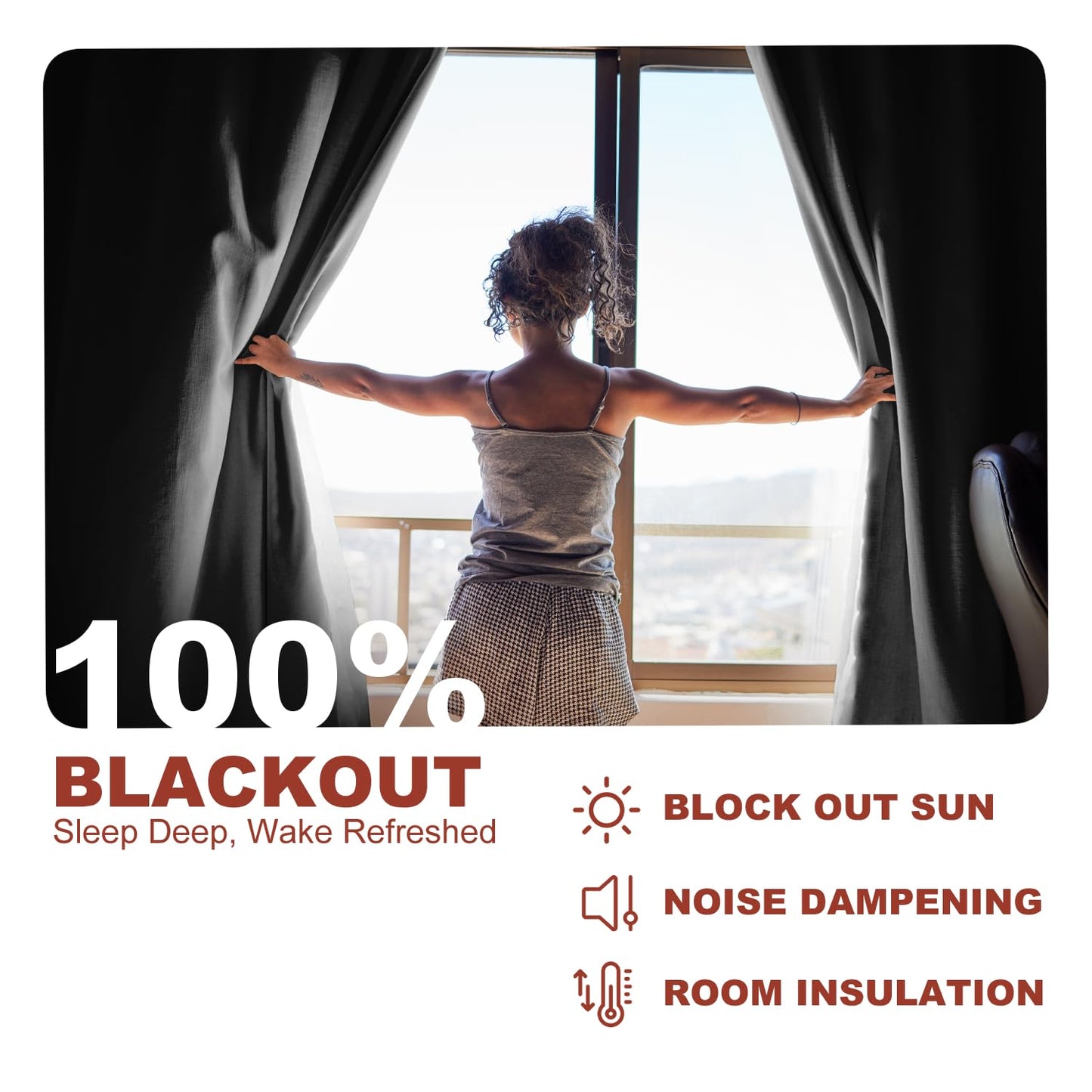 YHSF Blackout Curtains - Room Darkening Grommet Curtains for Bedroom, Living Room, Office - Solid Plain Design, Light Blocking, Thermal Insulation, Elegant Home Décor - 52x84 Inches, One Panel, Red