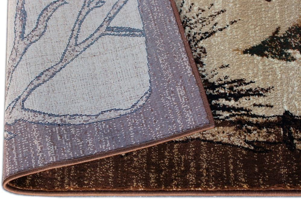 YHSF Cabin Style Area Rug Bear Elk Deer Moose Country Nature Wilderness Lodge Design