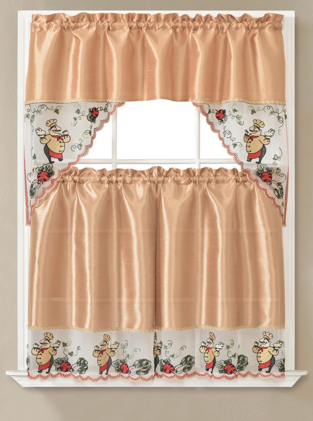 YHSF Kitchen Curtain Sets 3 Piece with Valance - Tier Window Curtain Set with Rod Pocket Design, Curtains Kitchen Window Set for Elegant Decor, Includes 2 Tiers and 1 Valance (Purple Flower Butterfly)