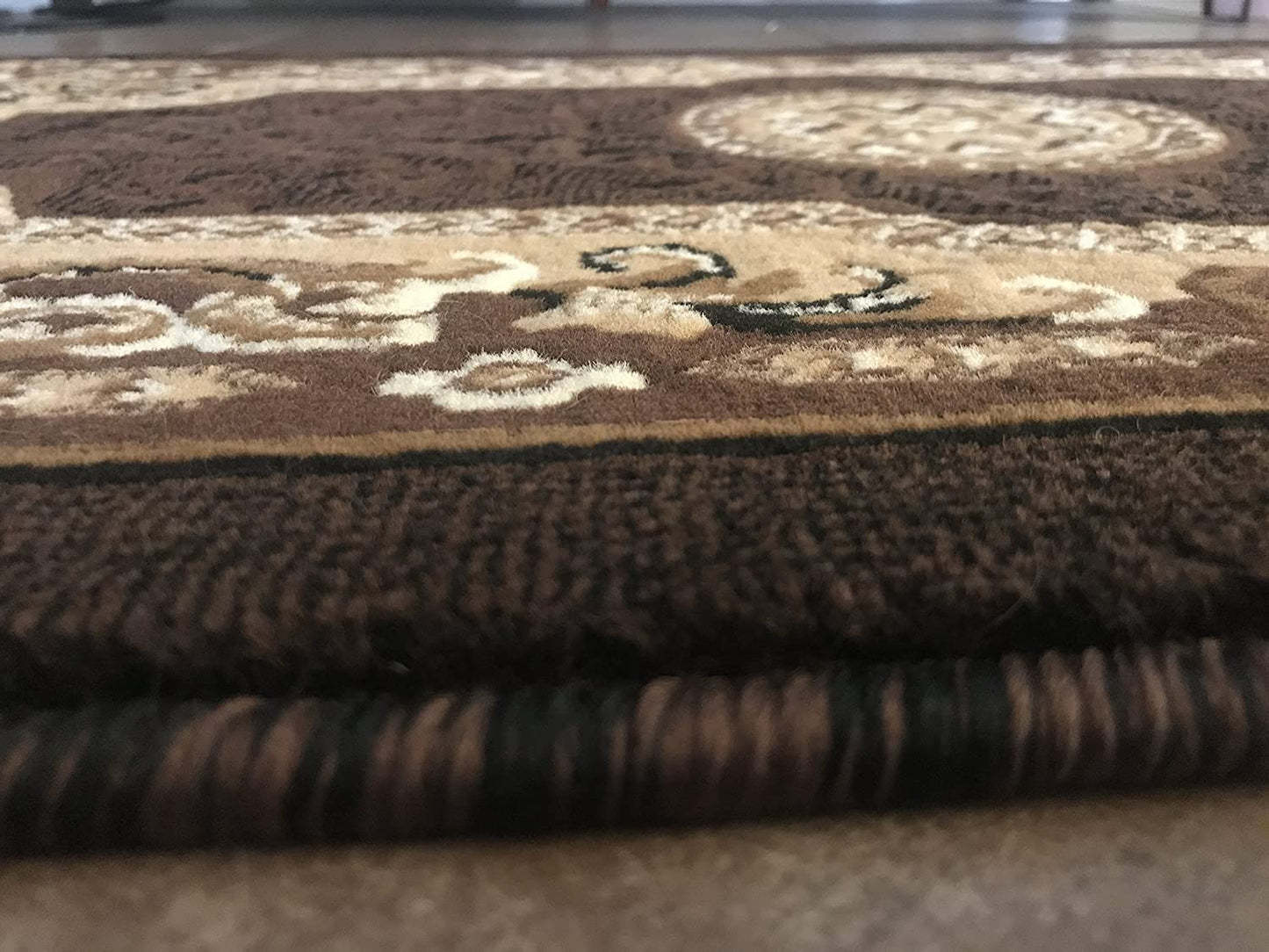 YHSF Traditional Floral Area Rug - Non-Slip Washable Carpet for Kitchen, Dining Room, or Entryway - Easy Clean Colorful Flower Rug - Grey, 5 ft 2 in x 7 ft