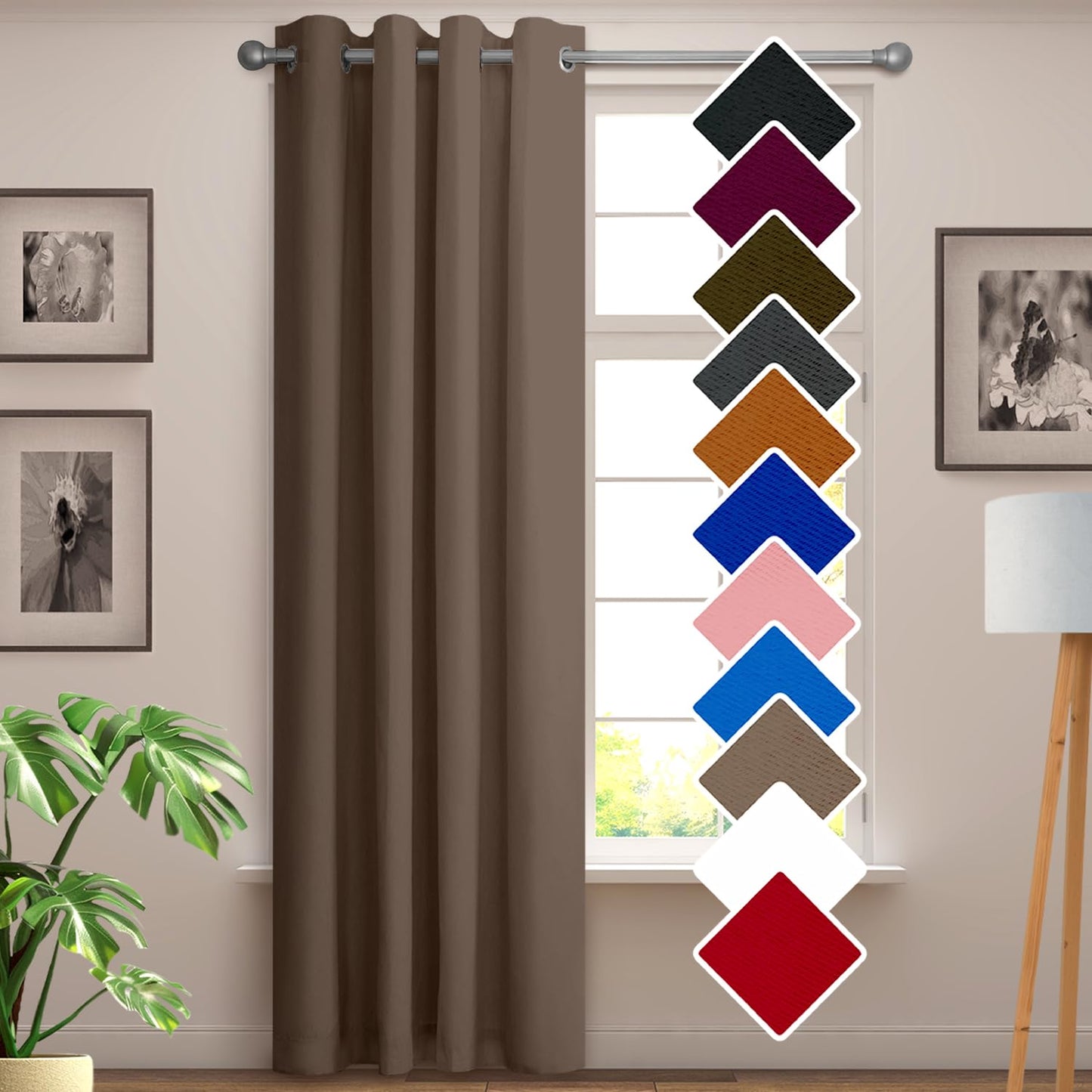 YHSF Blackout Curtains - Room Darkening Grommet Curtains for Bedroom, Living Room, Office - Solid Plain Design, Light Blocking, Thermal Insulation, Elegant Home Décor - 52x84 Inches, One Panel, Red