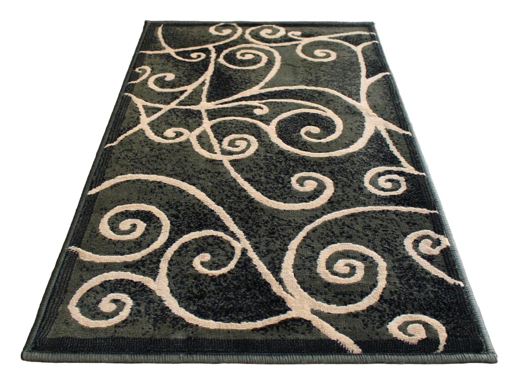 YHSF Modern Contemporary Area Rugs for Living Room, Bedroom, Office, Dining Room, Entryway – Washable, Easy to Clean, Soft Swirl Design, Modern Area Rug – 5x7 Feet, Berber