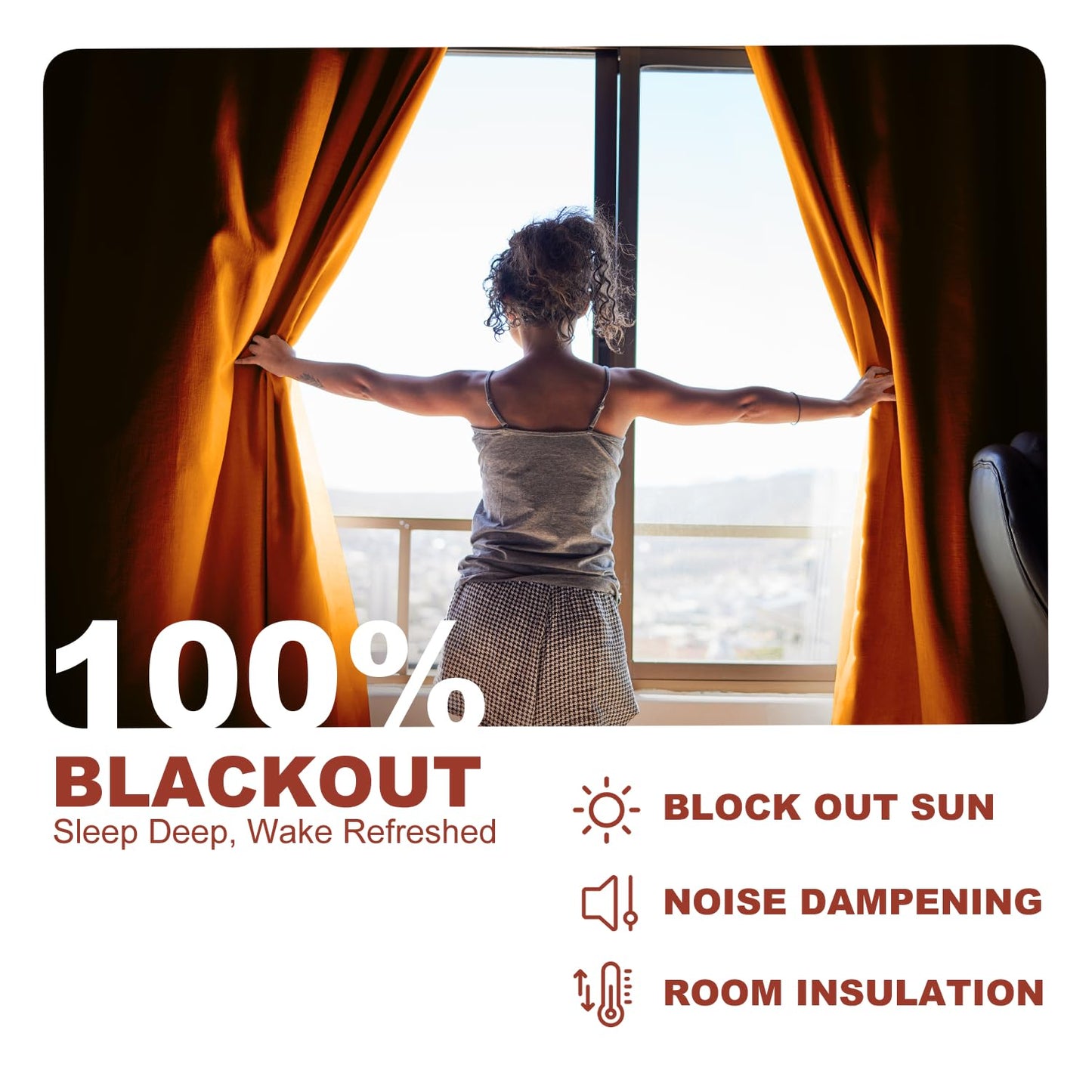 YHSF Blackout Curtains - Room Darkening Grommet Curtains for Bedroom, Living Room, Office - Solid Plain Design, Light Blocking, Thermal Insulation, Elegant Home Décor - 52x84 Inches, One Panel, Red