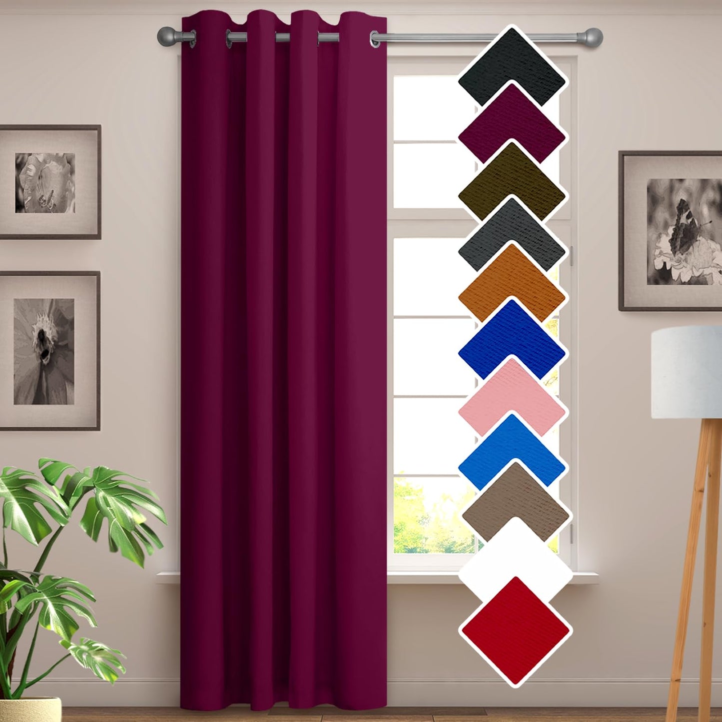 YHSF Blackout Curtains - Room Darkening Grommet Curtains for Bedroom, Living Room, Office - Solid Plain Design, Light Blocking, Thermal Insulation, Elegant Home Décor - 52x84 Inches, One Panel, Red