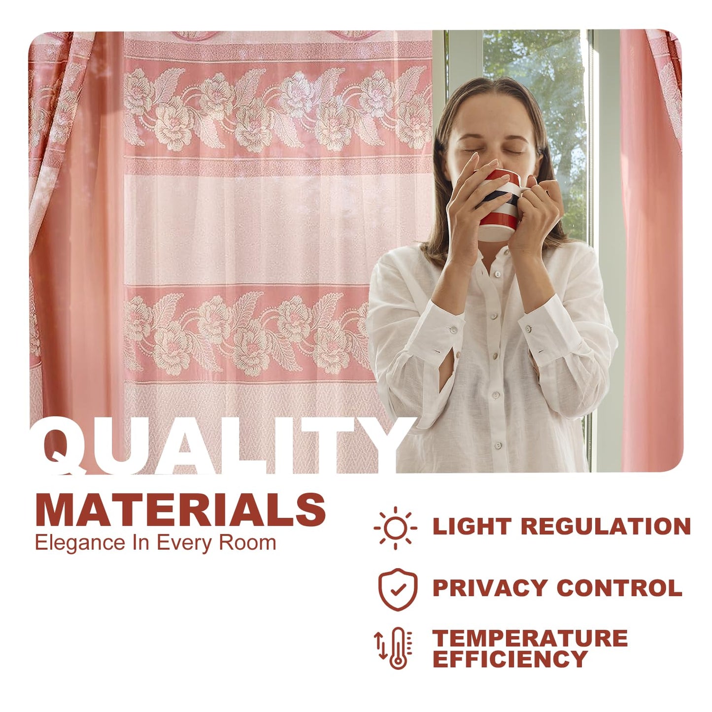 YHSF Jacquard Window Curtains for Living Room and Bedrooms - 54" W x 84" L 2-Panel Set Fancy Curtains with Valance Attached & 2 Tassle Tie Backs - Fancy Living Room Curtain with Valance - Turquoise