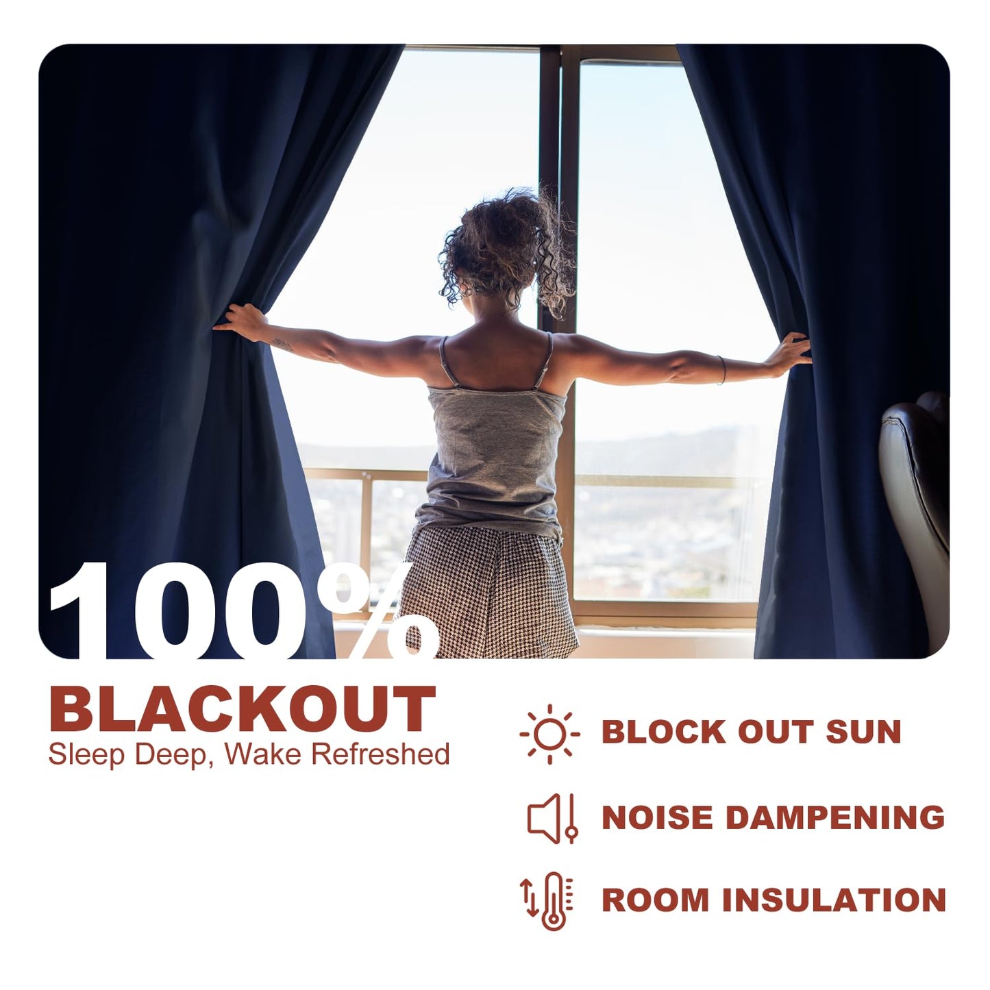 YHSF Blackout Curtains - Room Darkening Grommet Curtains for Bedroom, Living Room, Office - Solid Plain Design, Light Blocking, Thermal Insulation, Elegant Home Décor - 52x84 Inches, One Panel, Red