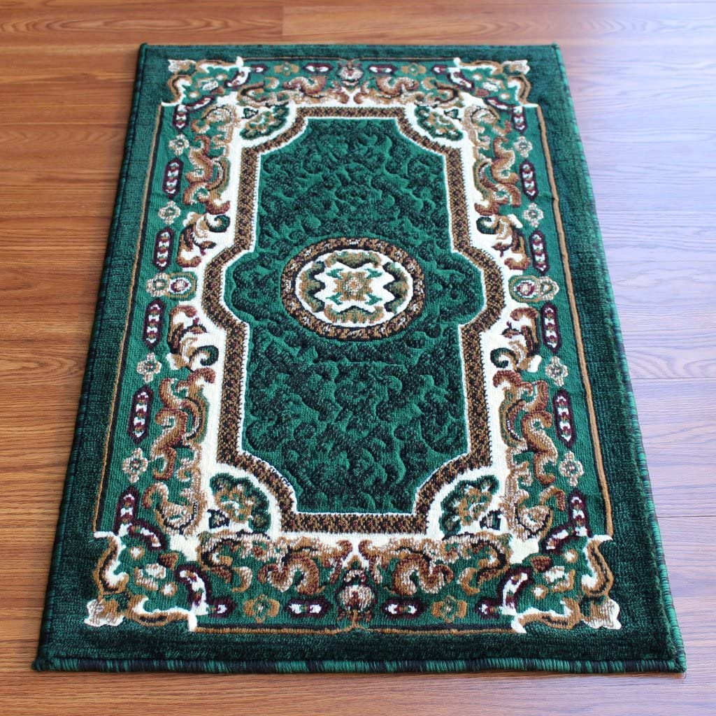 YHSF Traditional Floral Area Rug - Non-Slip Washable Carpet for Kitchen, Dining Room, or Entryway - Easy Clean Colorful Flower Rug - Grey, 5 ft 2 in x 7 ft