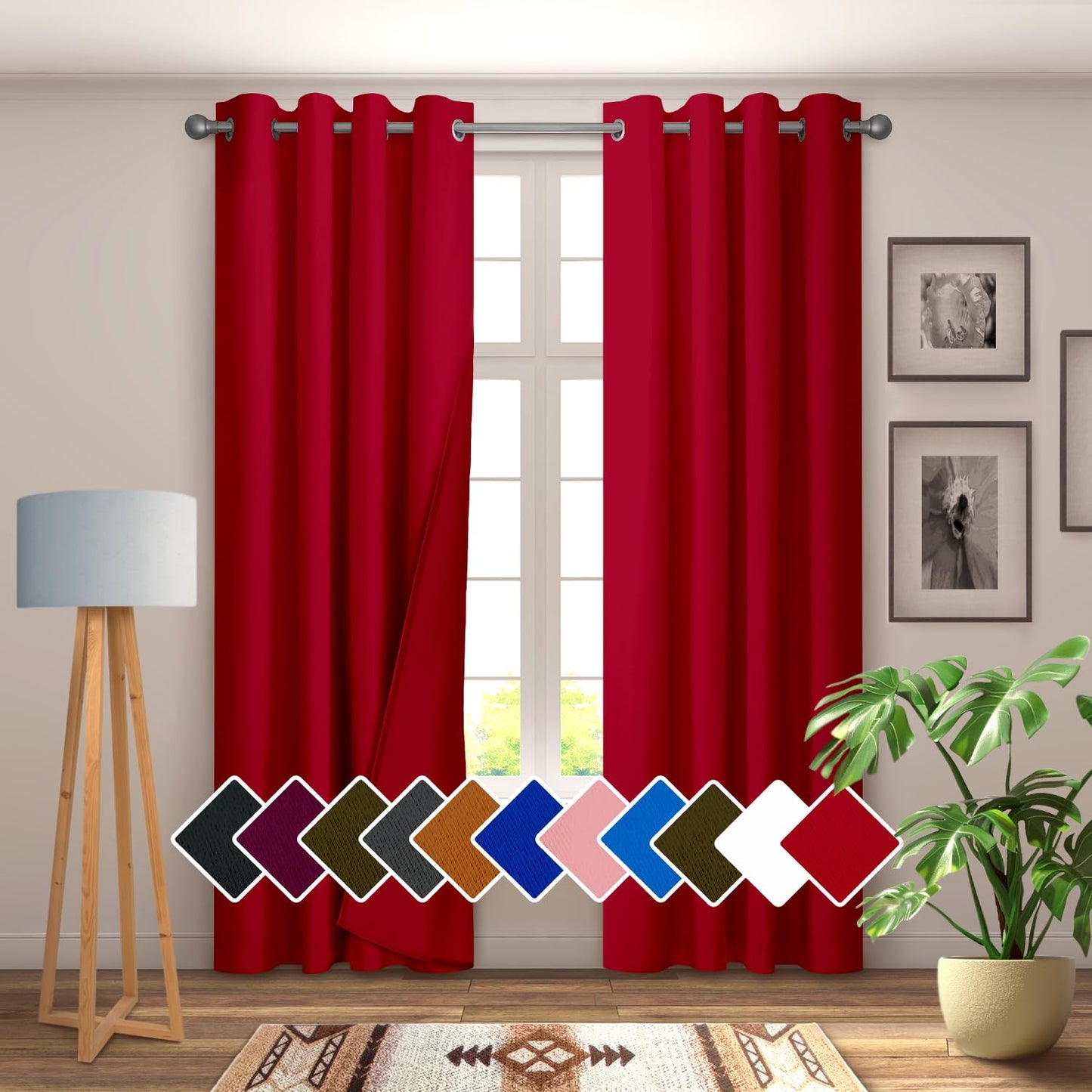 YHSF Blackout Curtains - Room Darkening Grommet Curtains for Bedroom, Living Room, Office - Solid Plain Design, Light Blocking, Thermal Insulation, Elegant Home Décor - 52x84 Inches, One Panel, Red