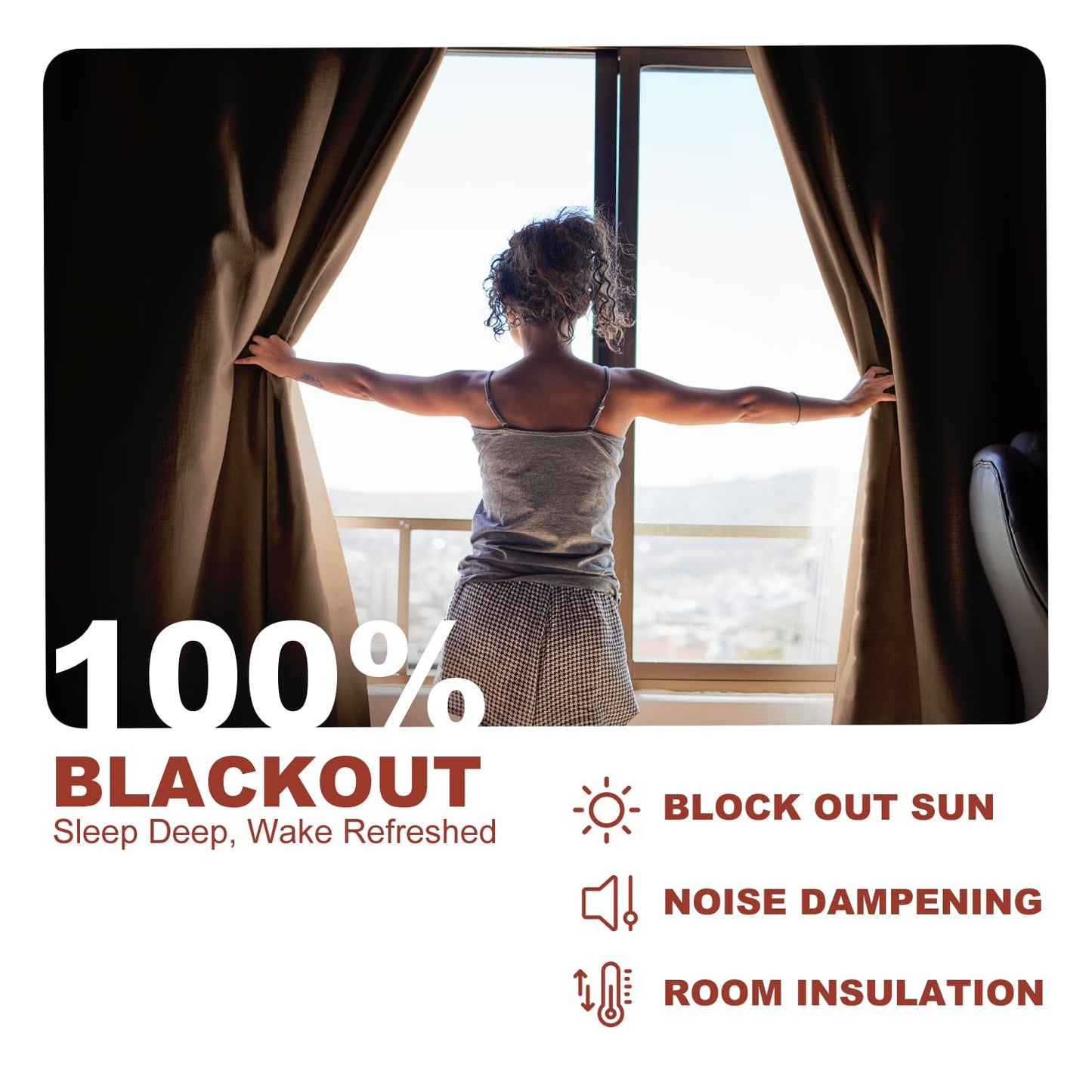 YHSF Blackout Curtains - Room Darkening Grommet Curtains for Bedroom, Living Room, Office - Solid Plain Design, Light Blocking, Thermal Insulation, Elegant Home Décor - 52x84 Inches, One Panel, Red