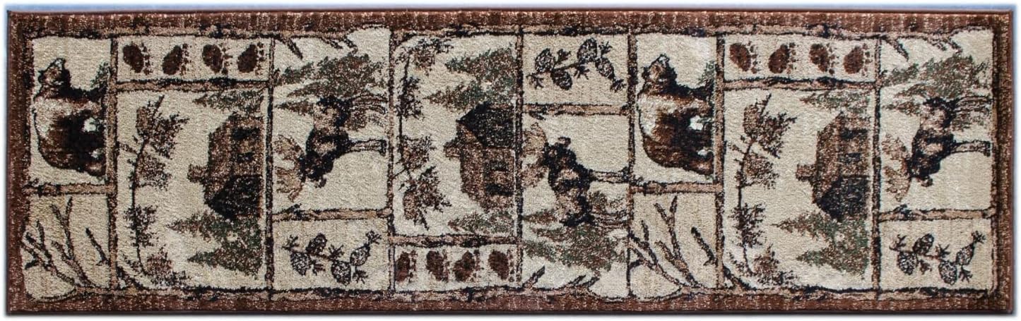 YHSF Cabin Style Area Rug Bear Elk Deer Moose Country Nature Wilderness Lodge Design