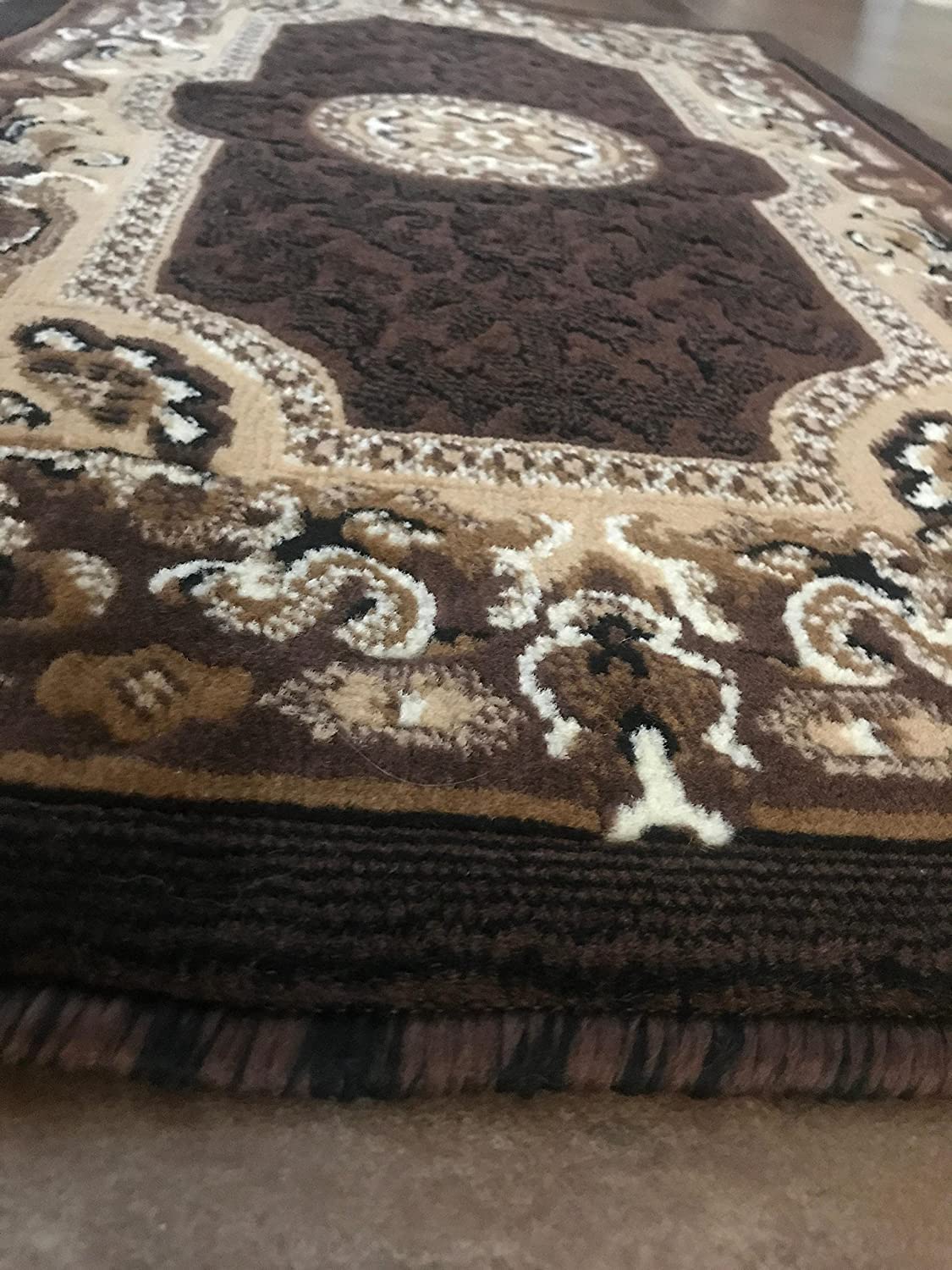 YHSF Traditional Floral Area Rug - Non-Slip Washable Carpet for Kitchen, Dining Room, or Entryway - Easy Clean Colorful Flower Rug - Grey, 5 ft 2 in x 7 ft