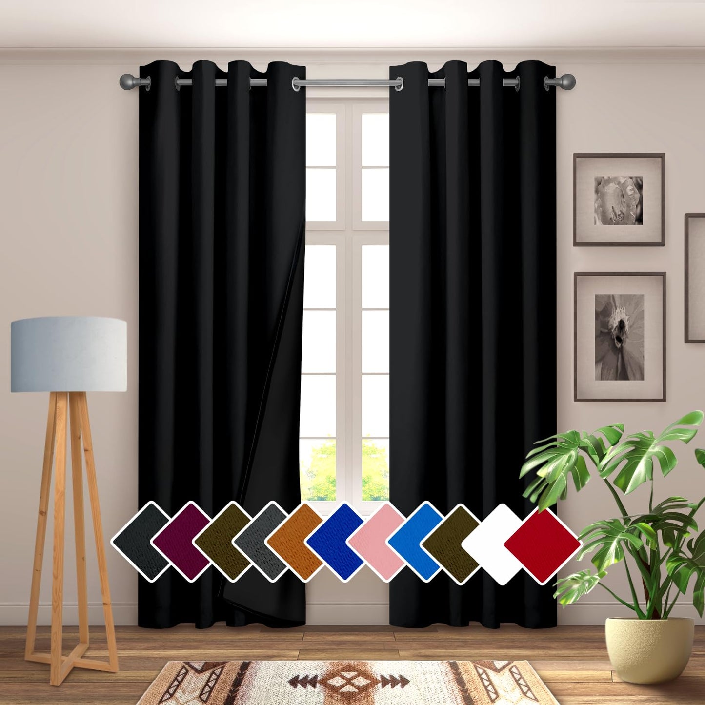 YHSF Blackout Curtains - Room Darkening Grommet Curtains for Bedroom, Living Room, Office - Solid Plain Design, Light Blocking, Thermal Insulation, Elegant Home Décor - 52x84 Inches, One Panel, Red
