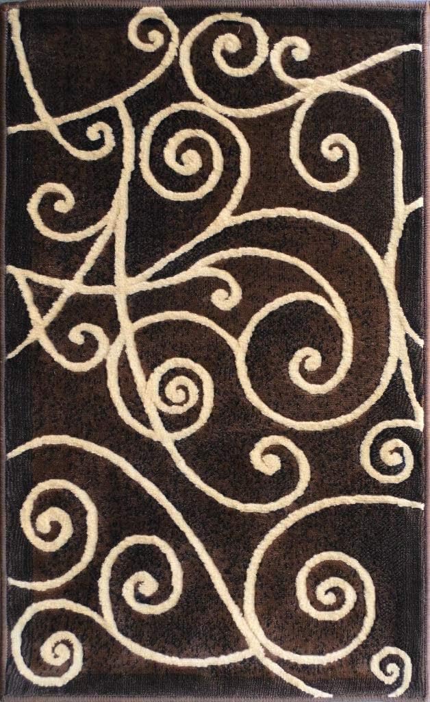 YHSF Modern Contemporary Area Rugs for Living Room, Bedroom, Office, Dining Room, Entryway – Washable, Easy to Clean, Soft Swirl Design, Modern Area Rug – 5x7 Feet, Berber