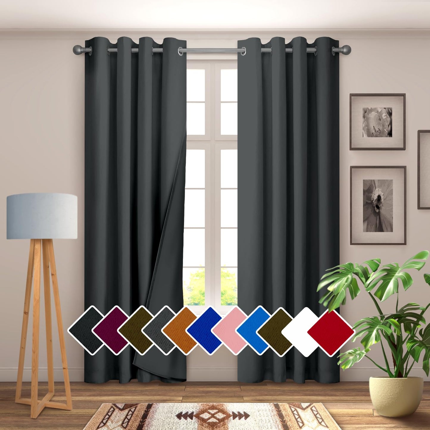 YHSF Blackout Curtains - Room Darkening Grommet Curtains for Bedroom, Living Room, Office - Solid Plain Design, Light Blocking, Thermal Insulation, Elegant Home Décor - 52x84 Inches, One Panel, Red