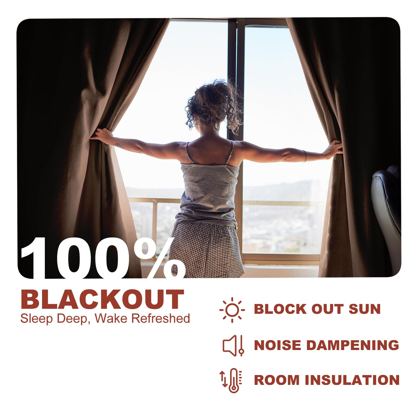 YHSF Blackout Curtains - Room Darkening Grommet Curtains for Bedroom, Living Room, Office - Solid Plain Design, Light Blocking, Thermal Insulation, Elegant Home Décor - 52x84 Inches, One Panel, Red