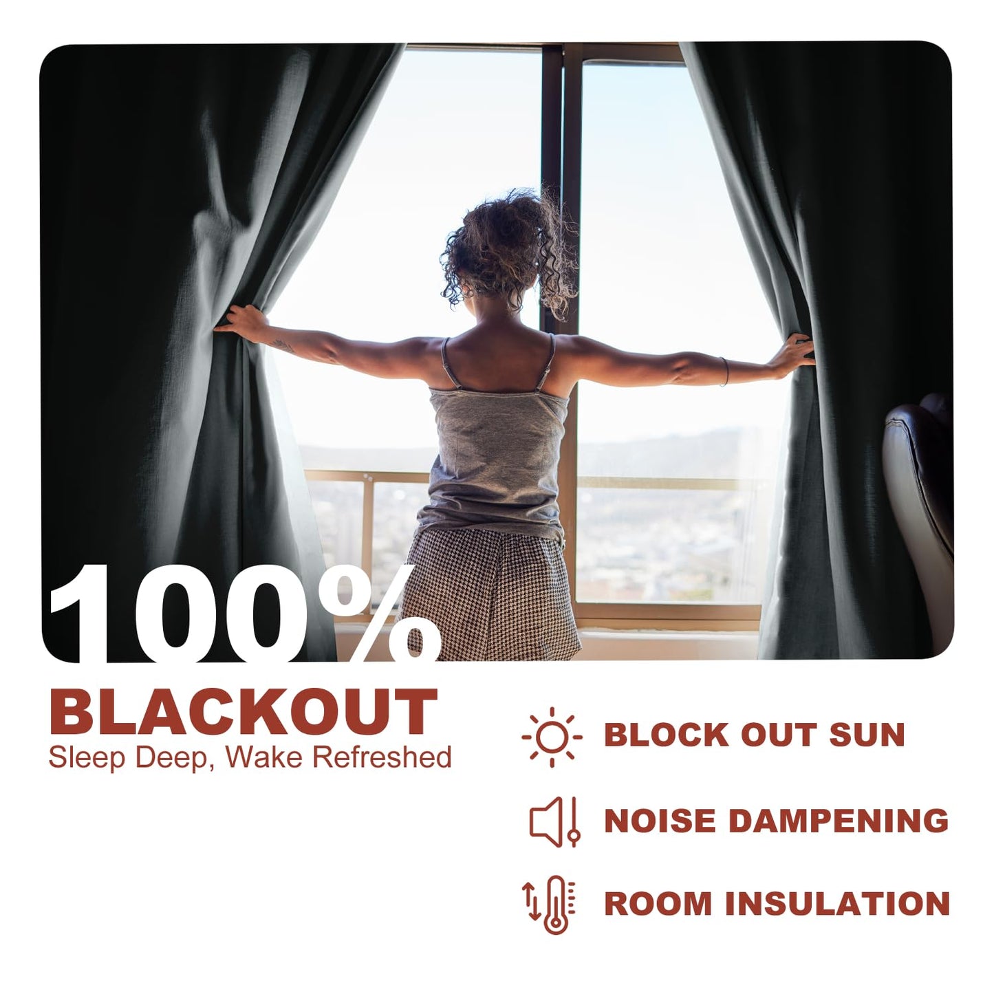 YHSF Blackout Curtains - Room Darkening Grommet Curtains for Bedroom, Living Room, Office - Solid Plain Design, Light Blocking, Thermal Insulation, Elegant Home Décor - 52x84 Inches, One Panel, Red