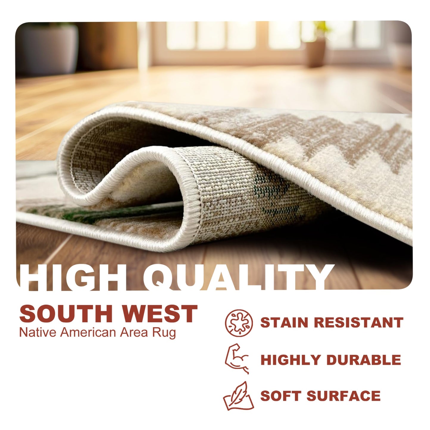 YHSF South West Native American Rug Ritz – Native Tribal American Indian Inspired Rug - Living Room, Bedroom, Hallway, Entryway & High-Traffic Area Rugs - Washable - Soft - Espresso, 8 Feet x 10 Feet